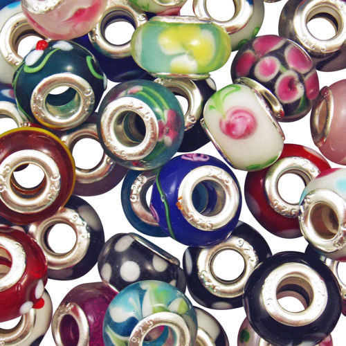 Wholesale Lot 25 50 100 250 European Bracelet Beads Mixed Murano Art Glass NEW