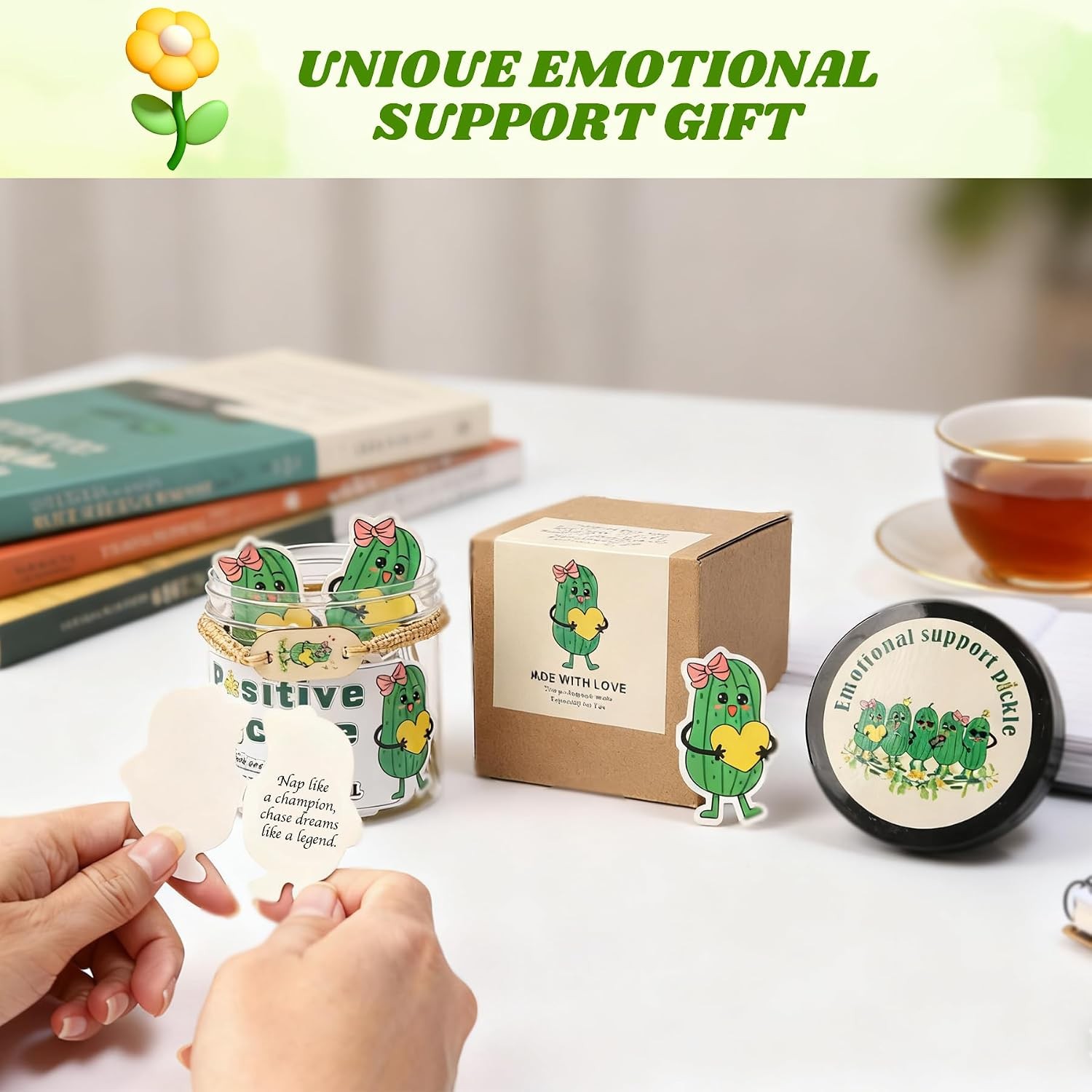 Positive Pickle Affirmation Jar with NFC Bracelet – 60 Affirmation Cards for Wom