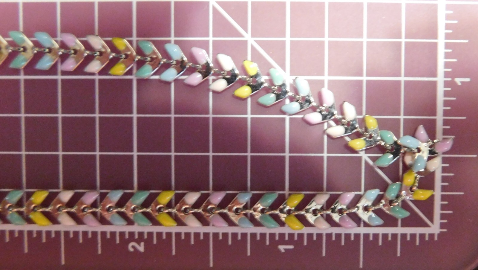 Marked Pura Vida 17.25″ Colored Chevron-Links Chain Necklace Lobster #10
