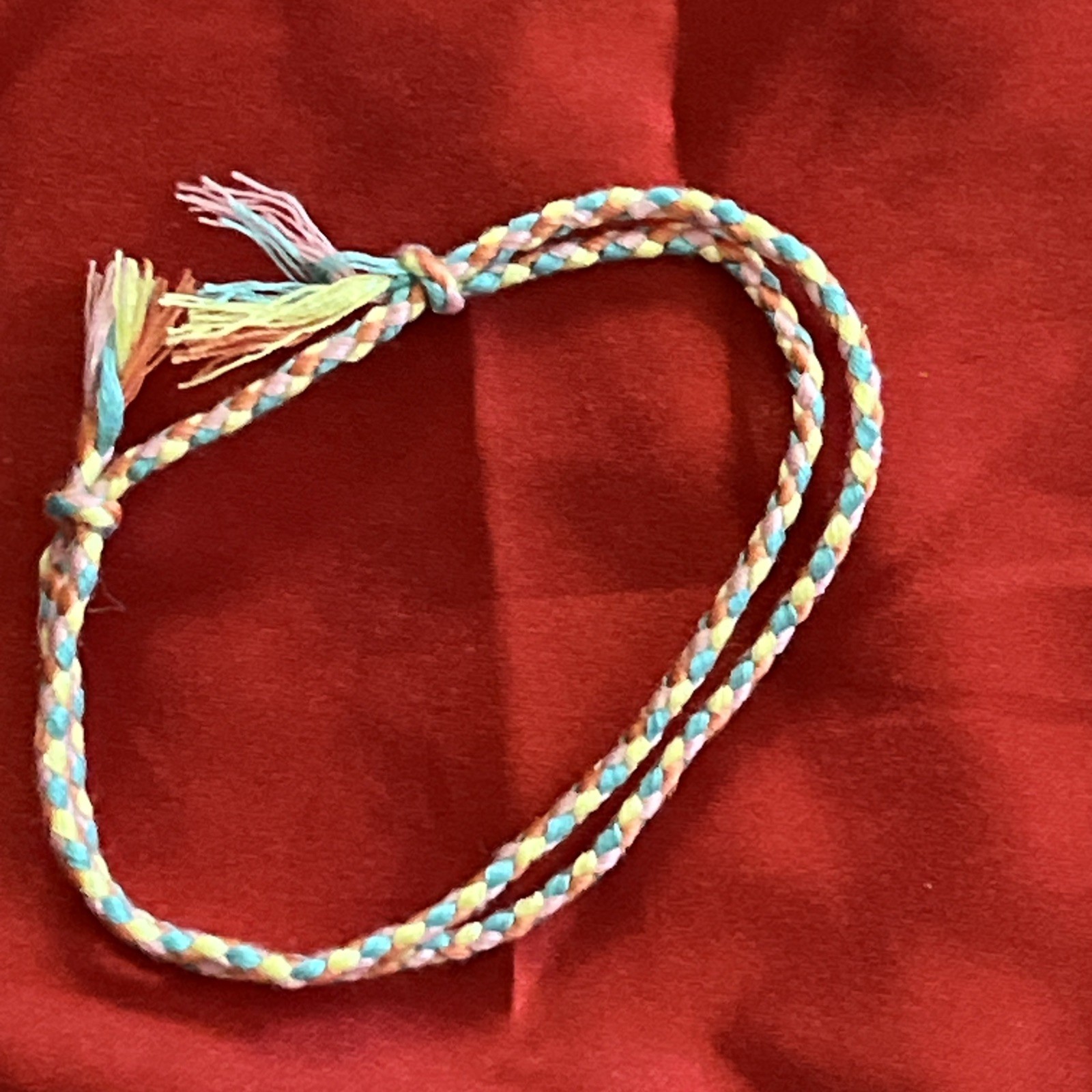 NEW BOHO BRAIDED THREAD FRIENDSHIP BRACELET ADJUSTABLE PINK TEAL ORANGE YELLOW