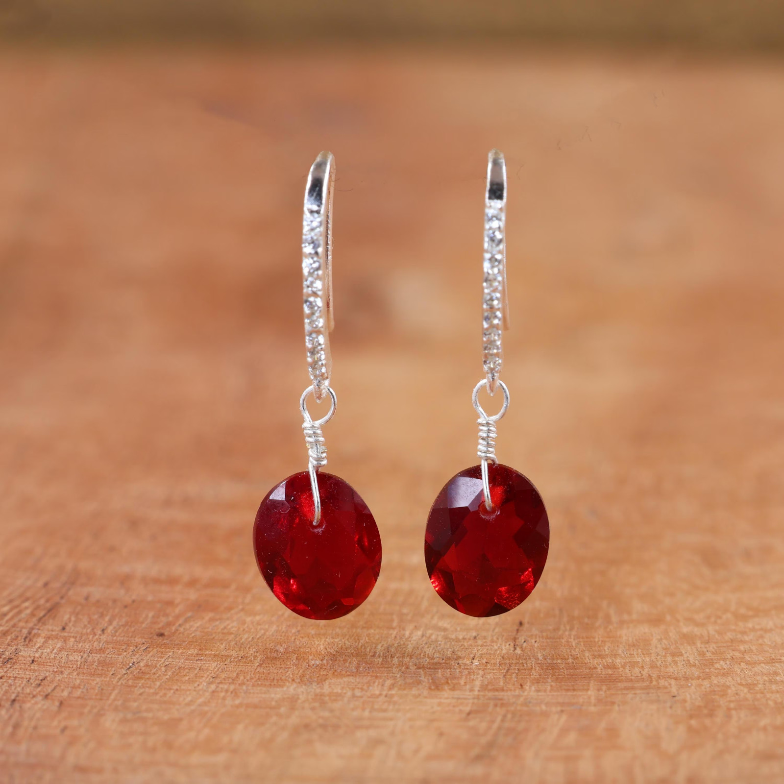 Ruby Drop Earrings, Artisan Jewelry, Fashion Earrings for Everyday Style