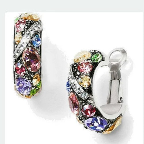 NWTag Brighton TRUST YOUR JOURNEY HOOP Earrings PASTEL Crystals MSRP $98