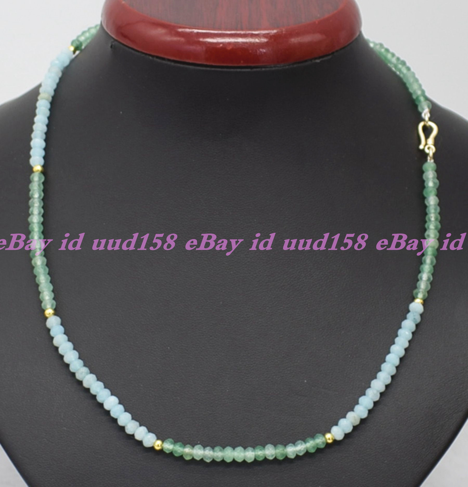 2x4mm Faceted Aquamarine Aventurine Rondelle Gemstone Beads Necklace AAA
