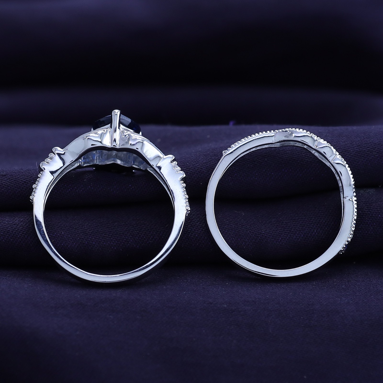 2 2/5 Ct Simulated Diamond Heart Shape Claddagh Bridal Ring Set Solid Sterling