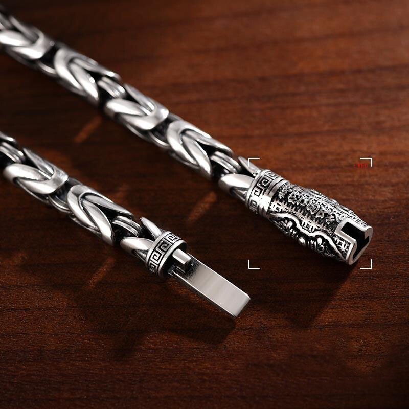 18CM Sterling Silver Bangle Bracelet Chain Popular Vintage Bracelets Mens US