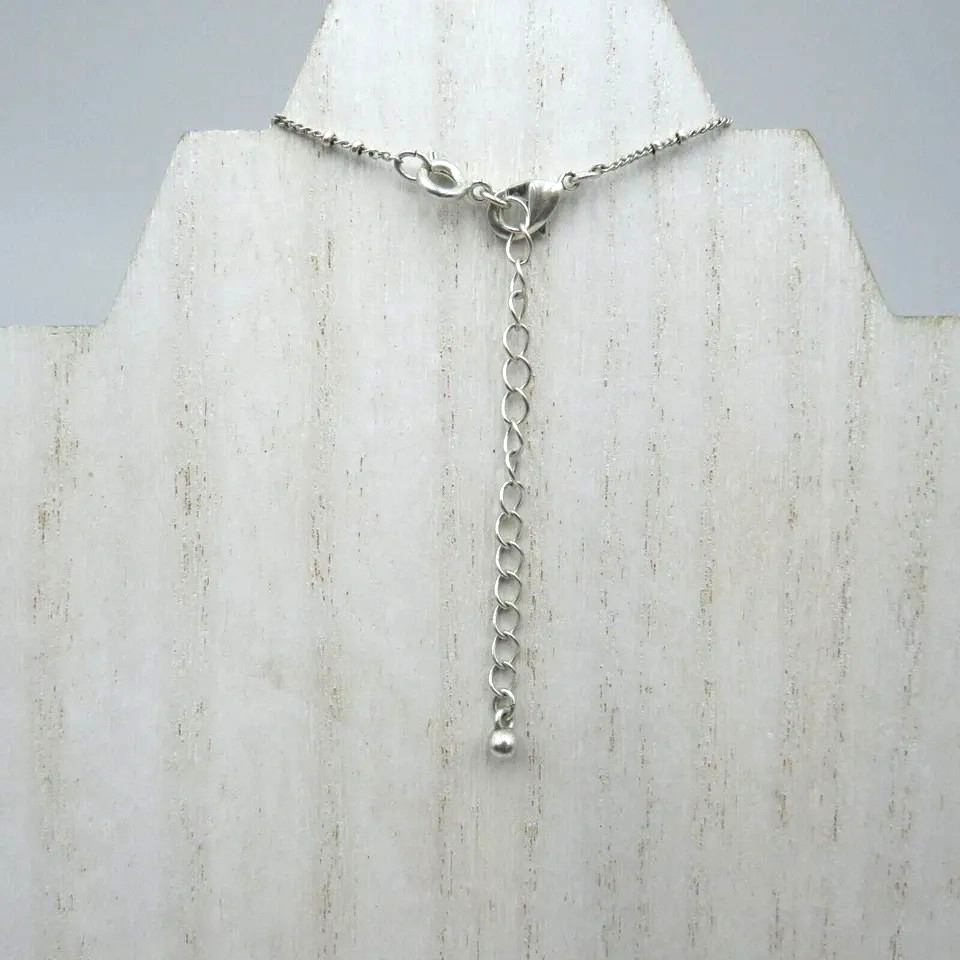 Nina Ricci Signed Pendant Necklace Silver Tone Turquoise Bead Teardrop Filigree