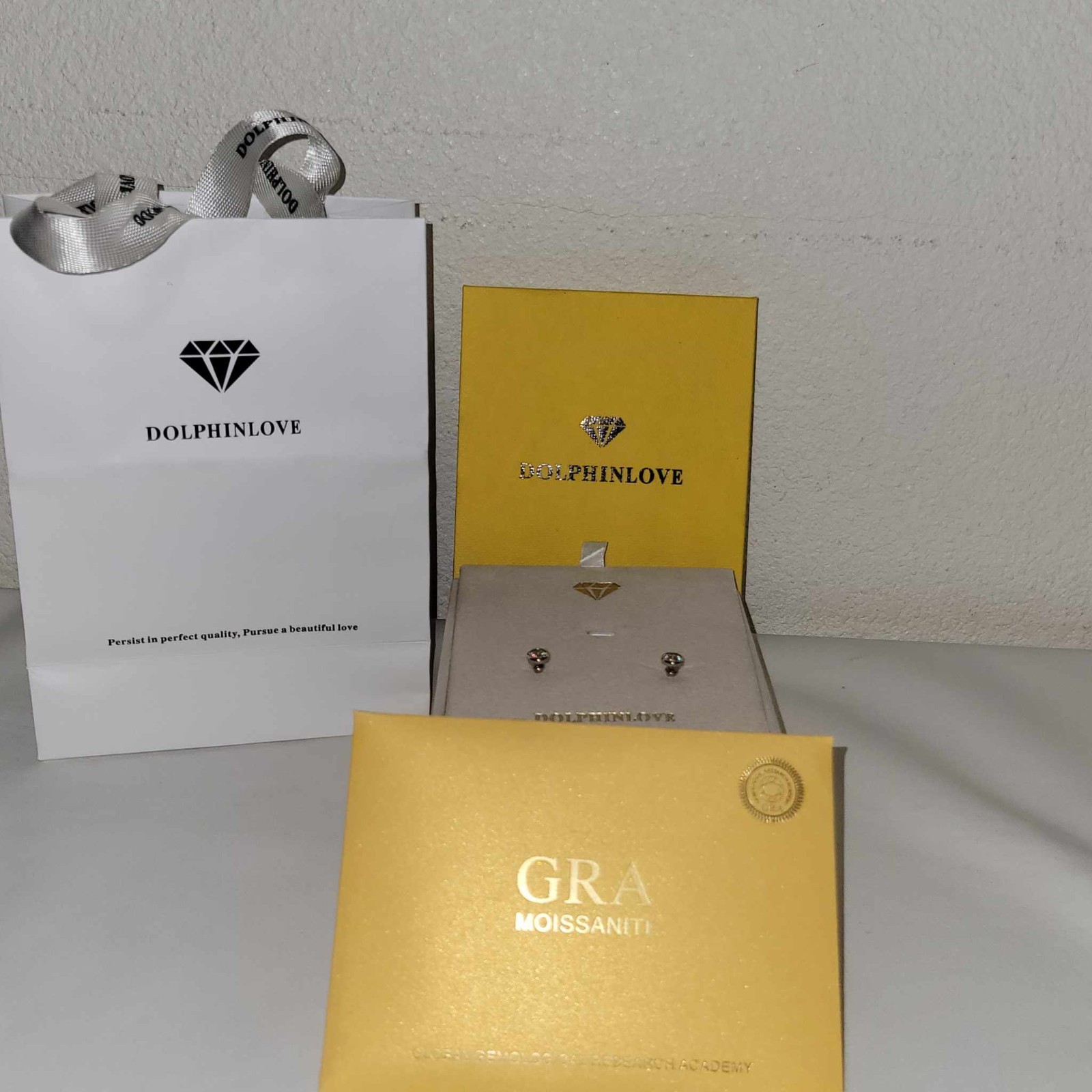 Dolphinlove Branded CZ Studded Ear Rings GRA Moissanite