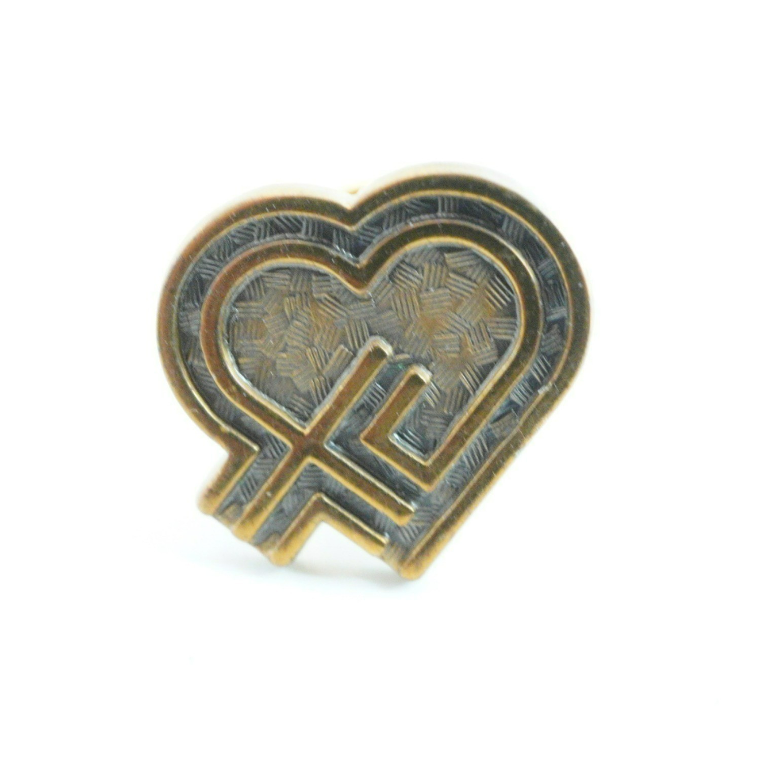 Heart-Shaped Jostens Brass Pin Vintage Lapel Accessory