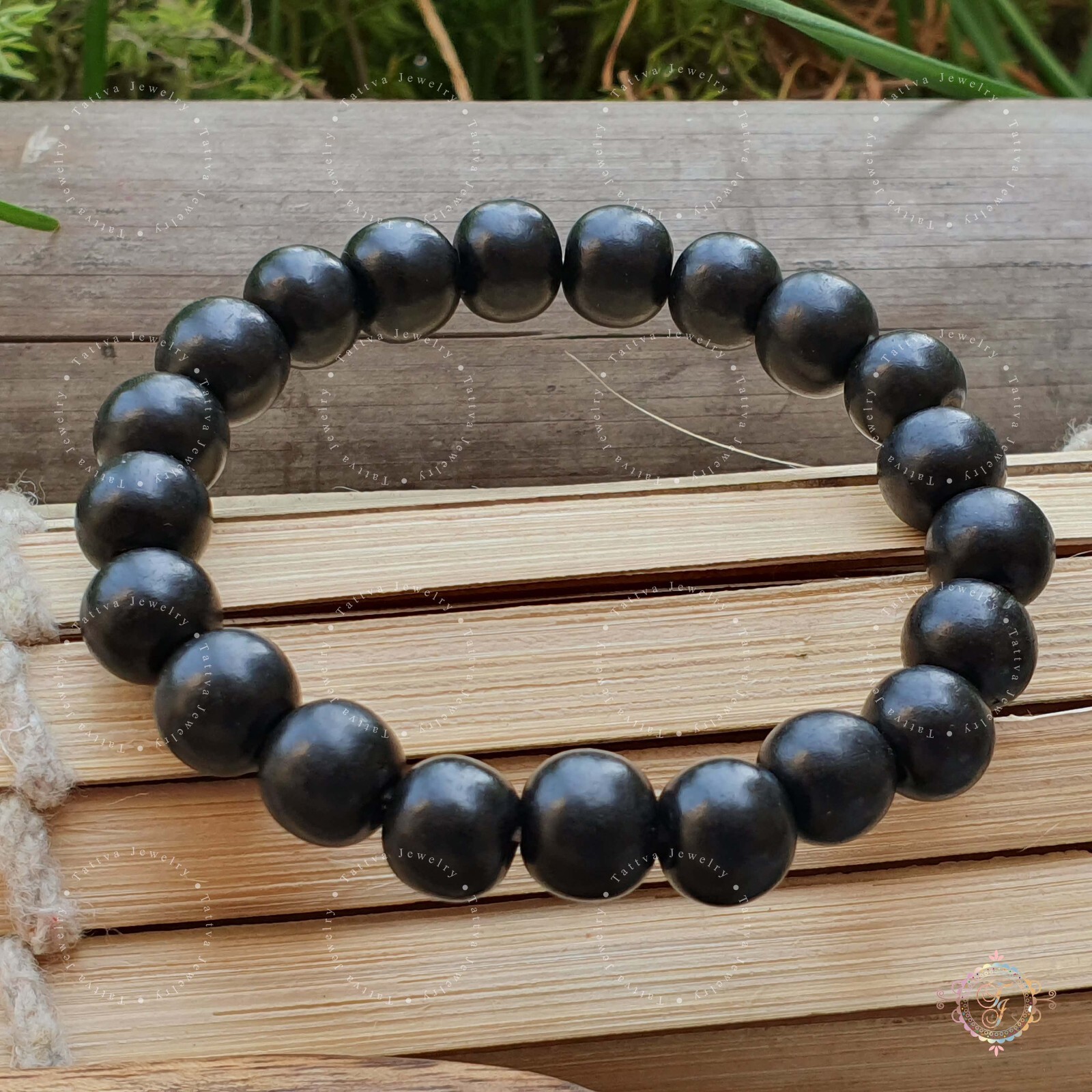 Polished Ebony Wood Bracelet, Karungali Bracelet, Handmade Bracelet, Yoga Gifts