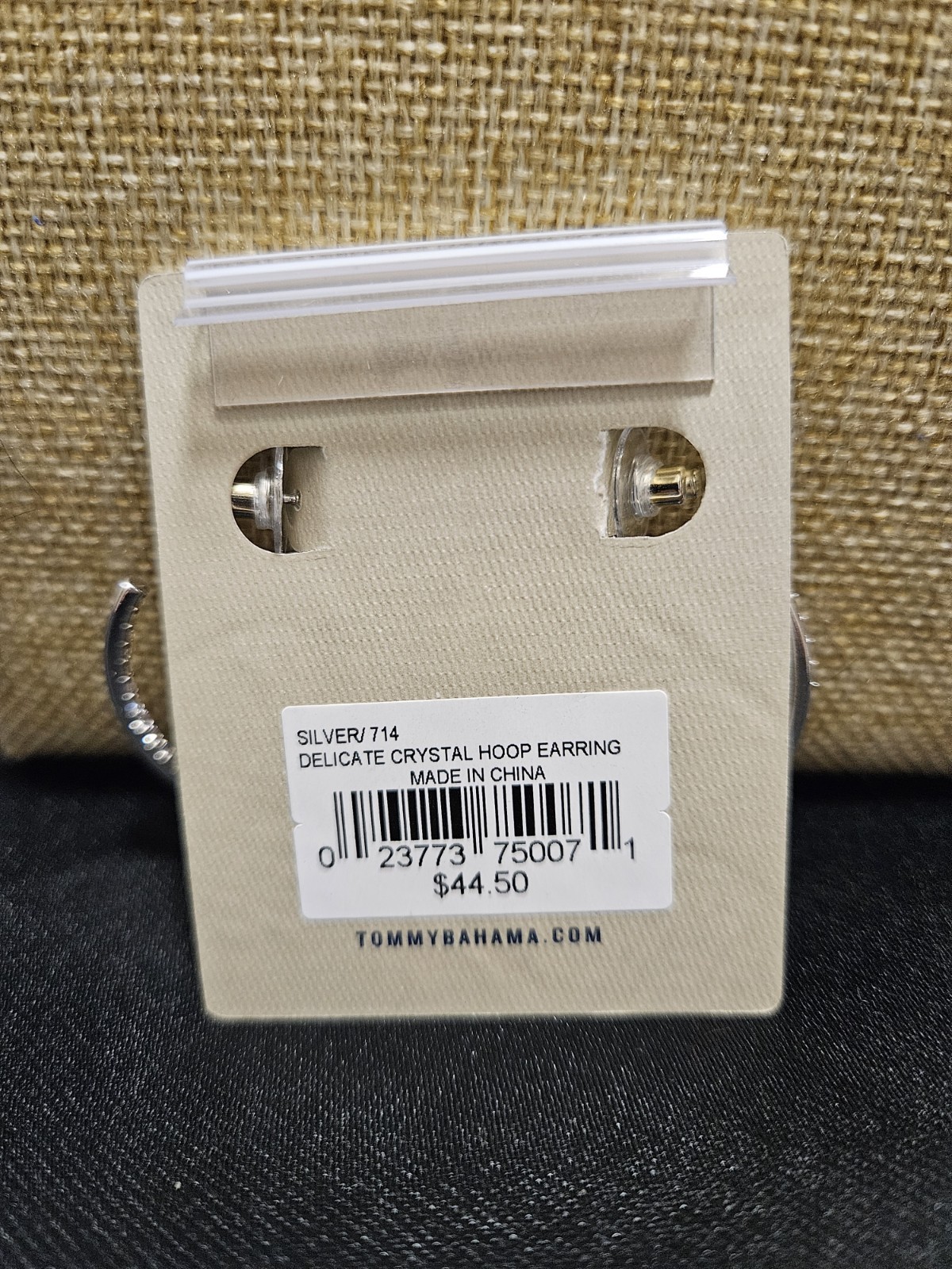 Tommy Bahama Delicate Crystal Silver Hoop Earrings NWT