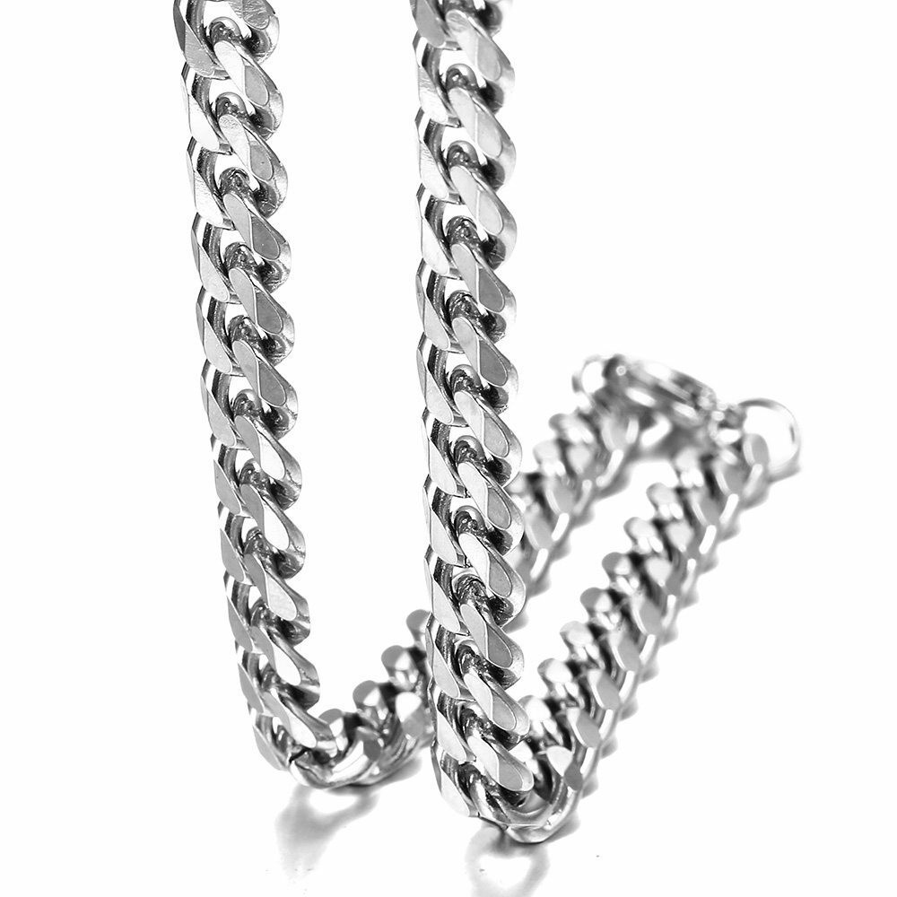 16-36″ Stainless Steel Chain Link Cuban Curb Womens Mens Necklace 3/5/7/9/11mm