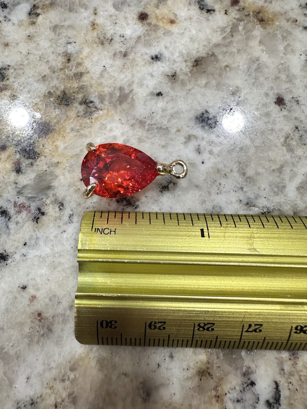 Orange Pear Cut Gemstone Pendant