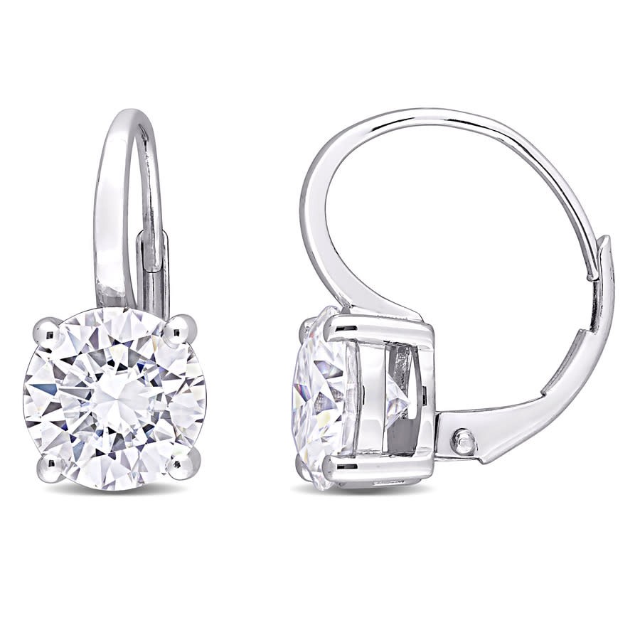 AMOUR 4 CT DEW Created Moissanite Leverback Earrings In 14K White Gold