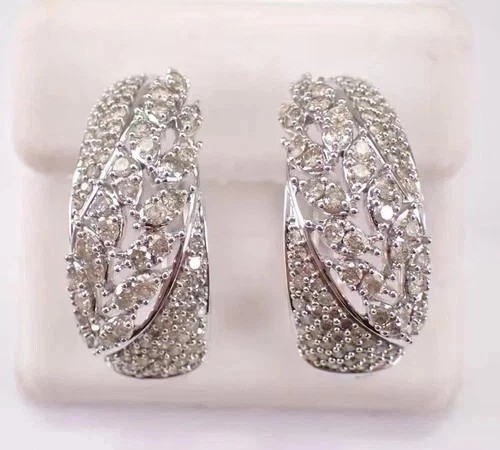 2 Ct Round Cut Simulated Diamond Women’s Hoop Earrings In 14k White Gold Plated