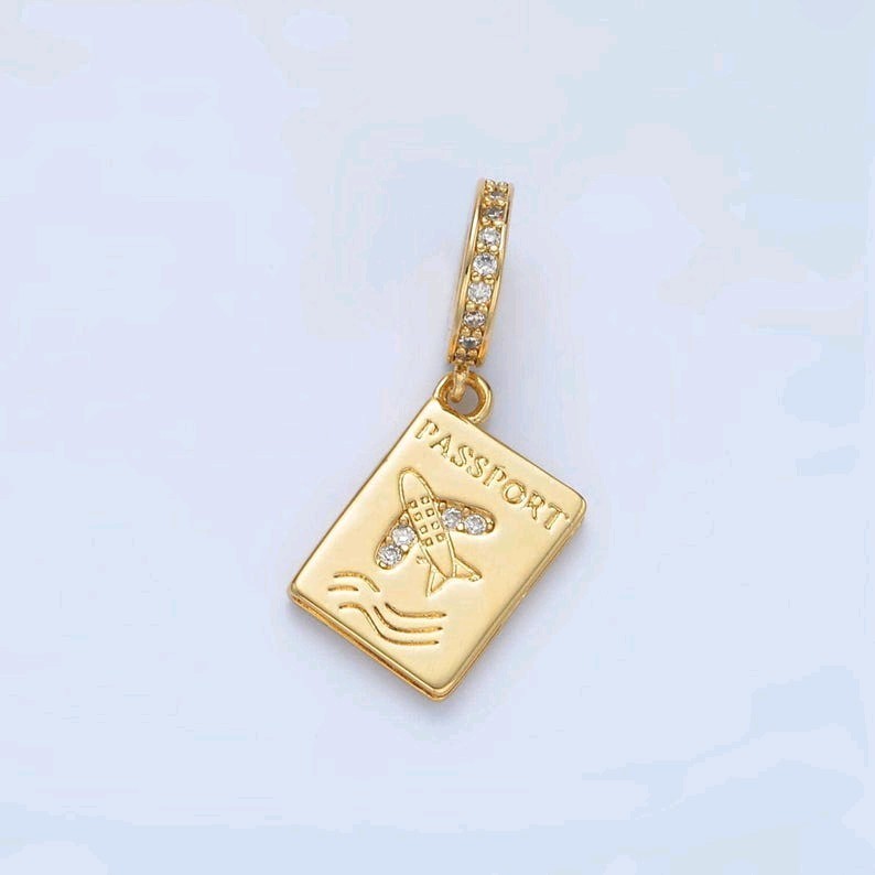 Gold Mini Passport Dangle Charm Travel Book Pendant Vacation Jewelry Finding