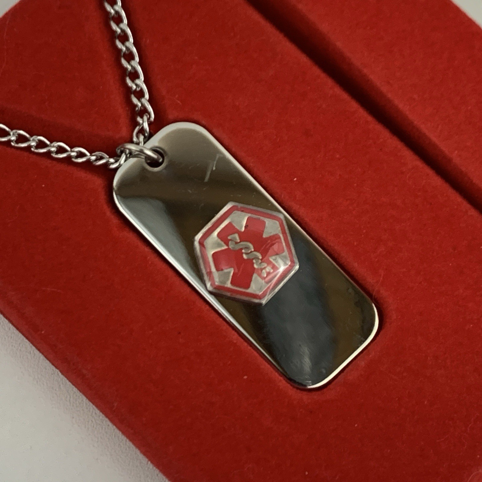 Medical Alert ID Necklaces – Silver Toned – Blank – Set of 2