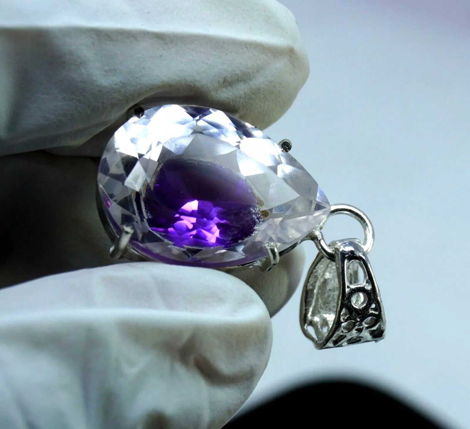 Unheated Rare Pitambari Sapphire Pear Natural 35.15 Ct 925 Silver Pendant Gem