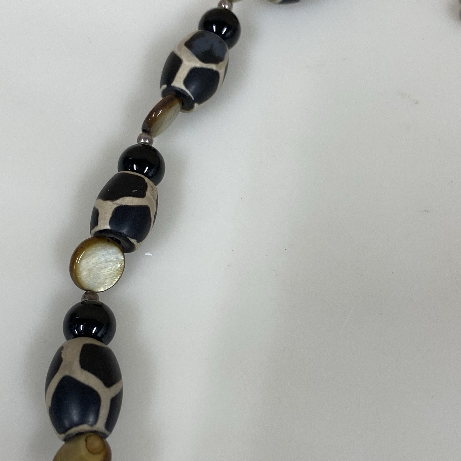 Donna Dressler Necklace Beaded Black Tans 925 Jewelry Womens Fashion