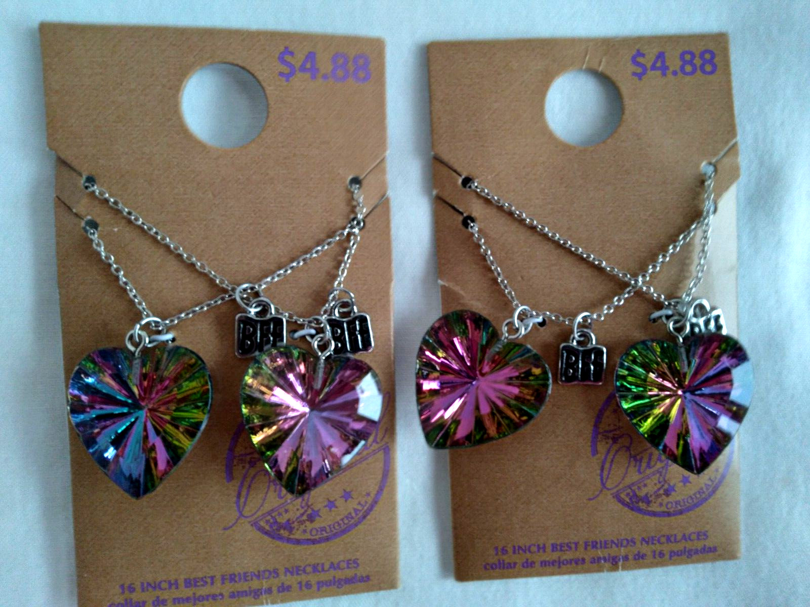 Heart Pendant Teen BFF Necklace Gift for Her 16″Adj. US Seller New 2 Lot