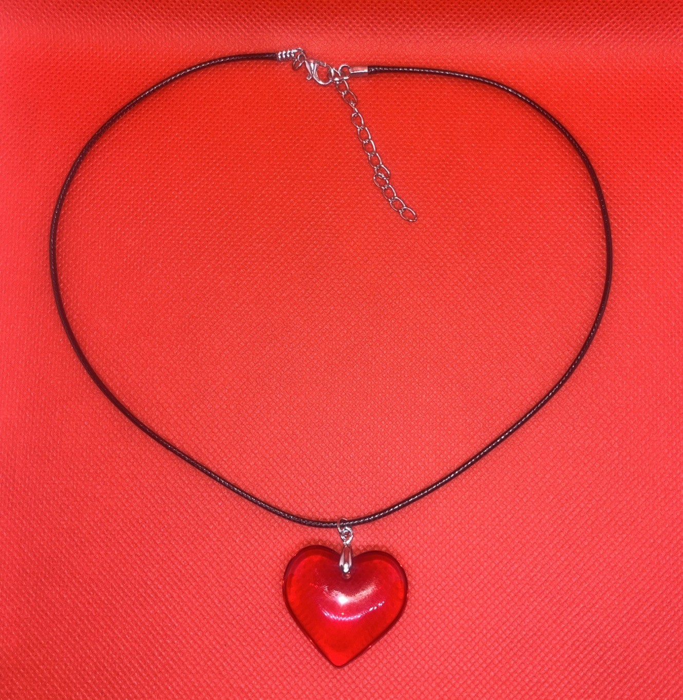 Red Love Heart Crystal Pendant Necklace Birthdays VALENTINES DAY (Gift Box)