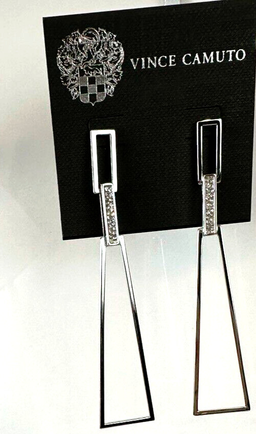 Vince Camuto Silver Tone Pavé Geometric Drop Earrings $68