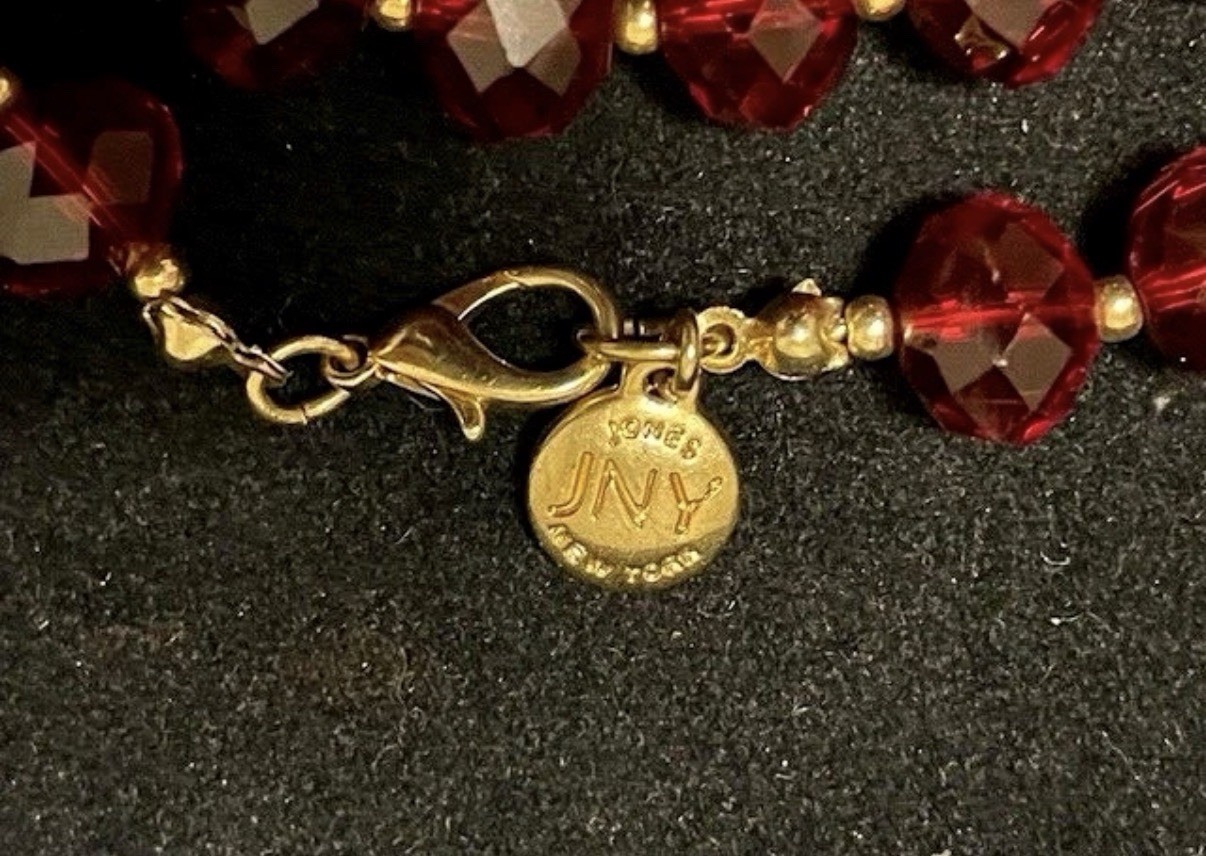 Jones New York Faceted Cranberry Red Glass Necklace Rondelle Spacers