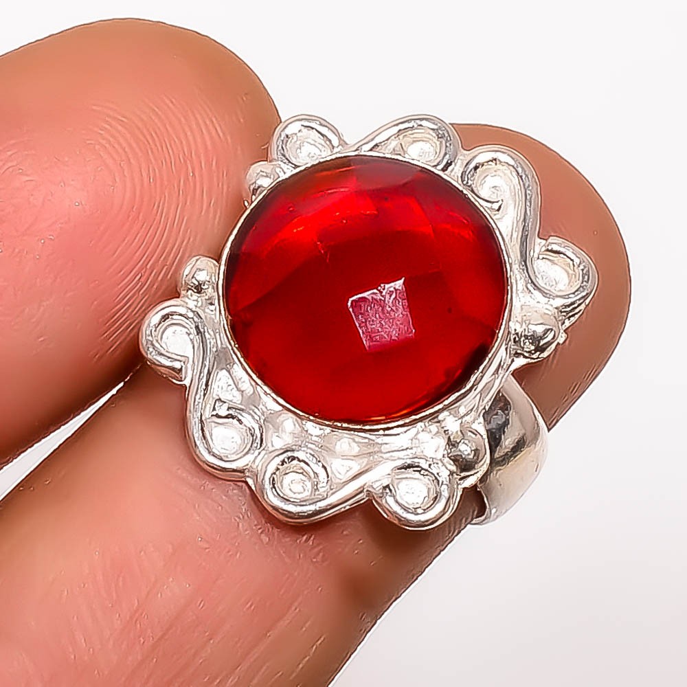 Garnet Gemstone 925 Silver Plated Ring s.7 TR7533-47