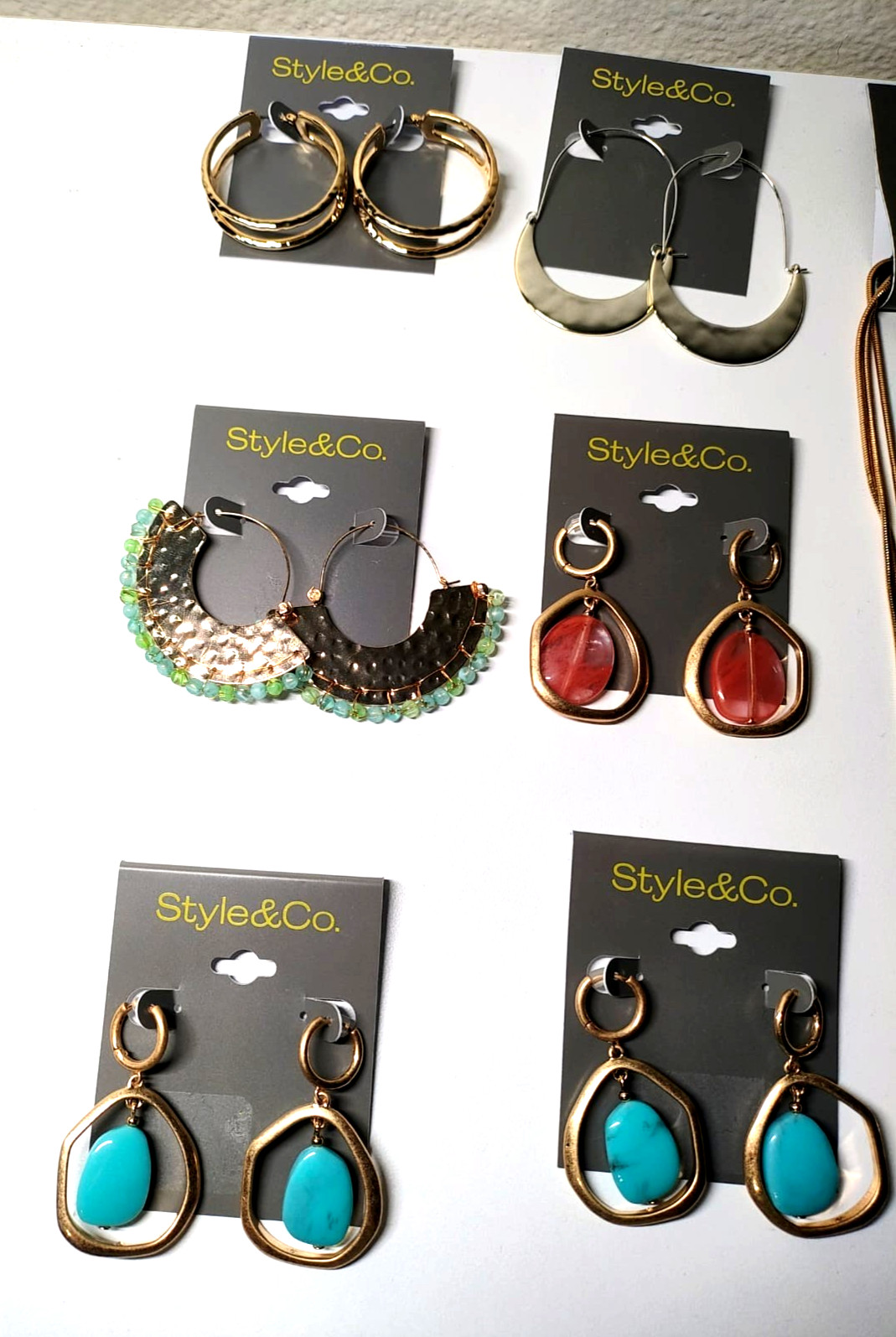 Style & Co. Jewelry Lot–Earrings & Necklaces–Gold Tone & Turquoise
