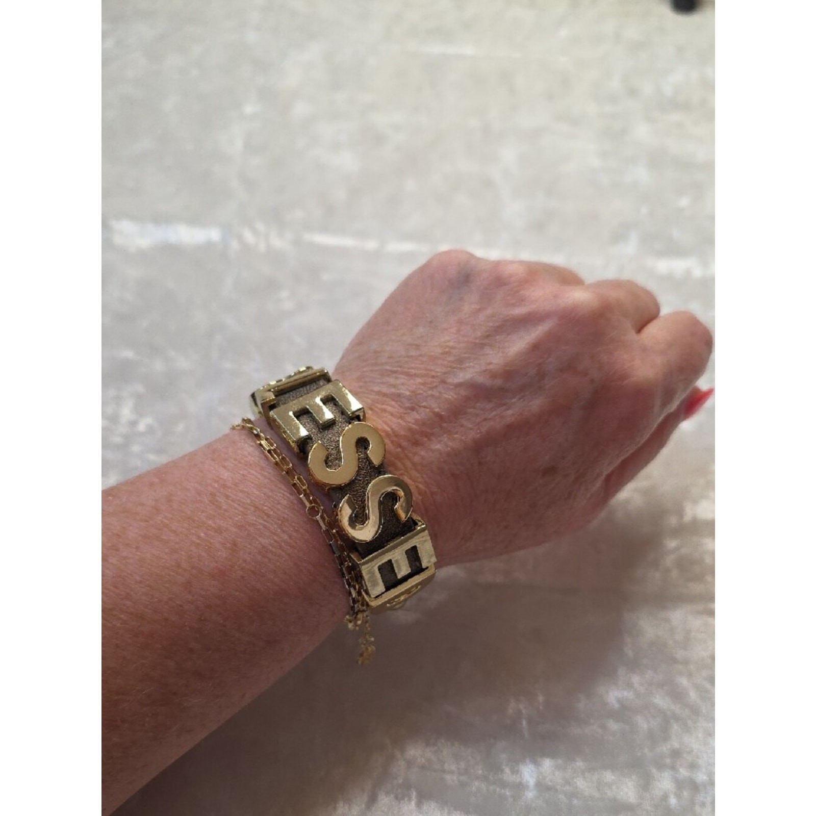 Blessed Gold Tone Letter & Two Tone Faux Leather Bracelets