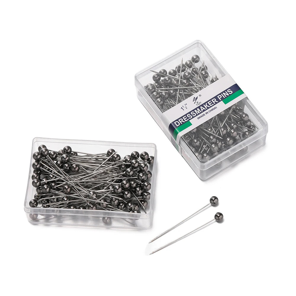 100Pcs/Box Stainless Steel round Pearl Head Needles Stitch Straight Push Sewing