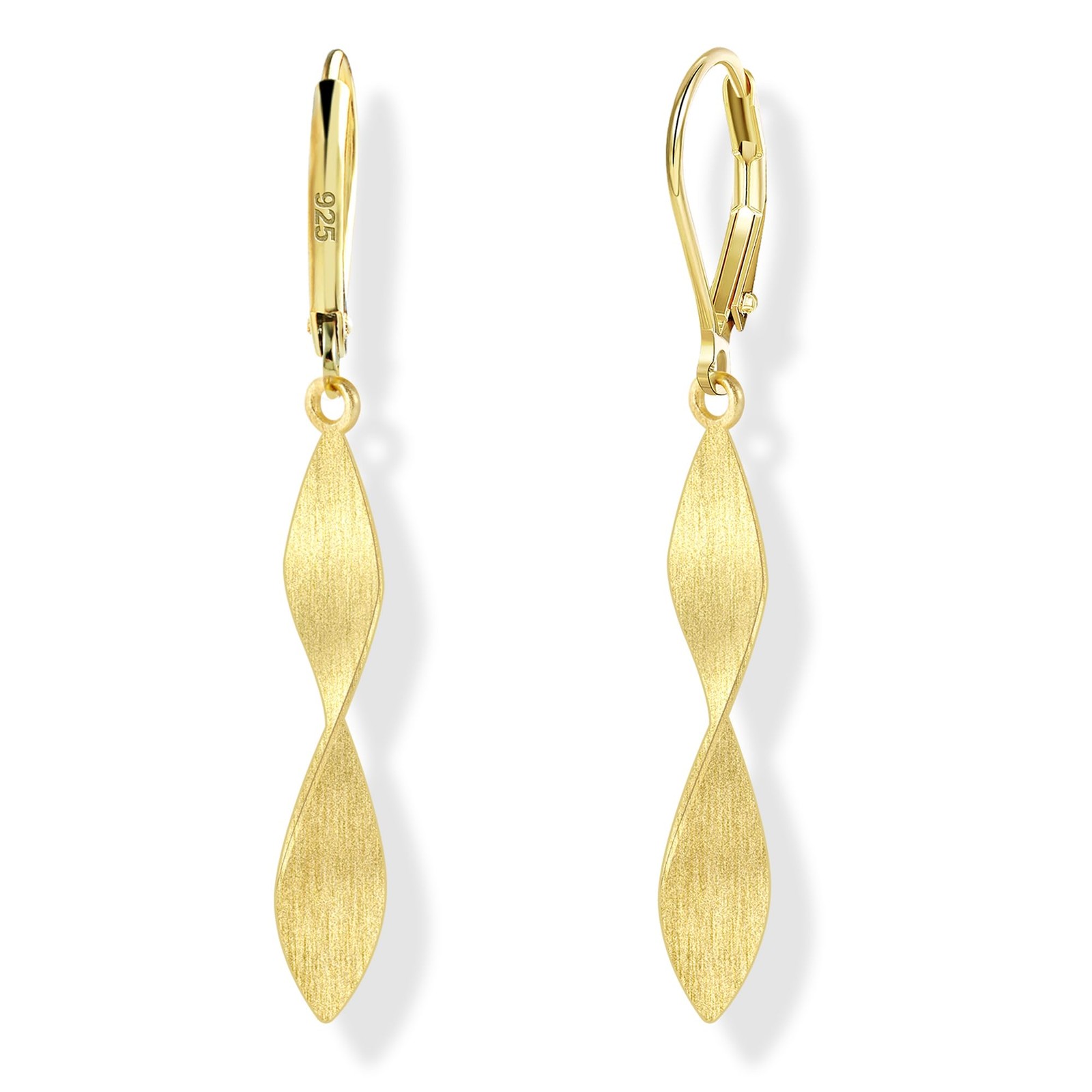 14K Gold Twisted Dangle Drop Earrings for Women Hypoallergenic Handmade Gold …