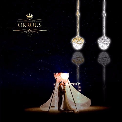 Orrous 18k Gold Plated Cubic Zirconia Twist Rings Drop Earrings 6.50 carats