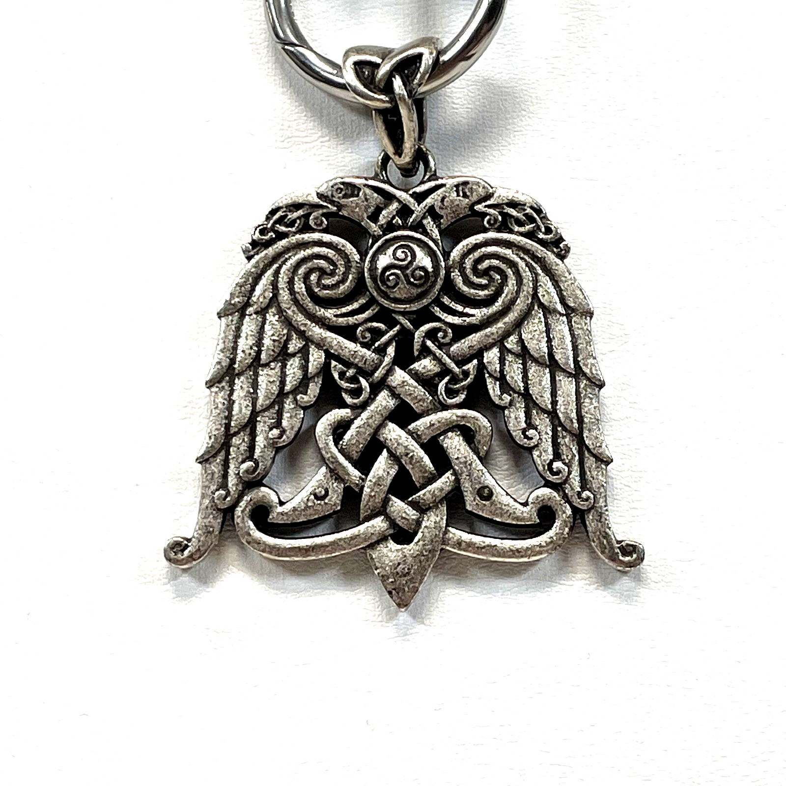 Norse Viking Raven Wing Shield Pendant Celtic Knot Black Braided Cord Necklace