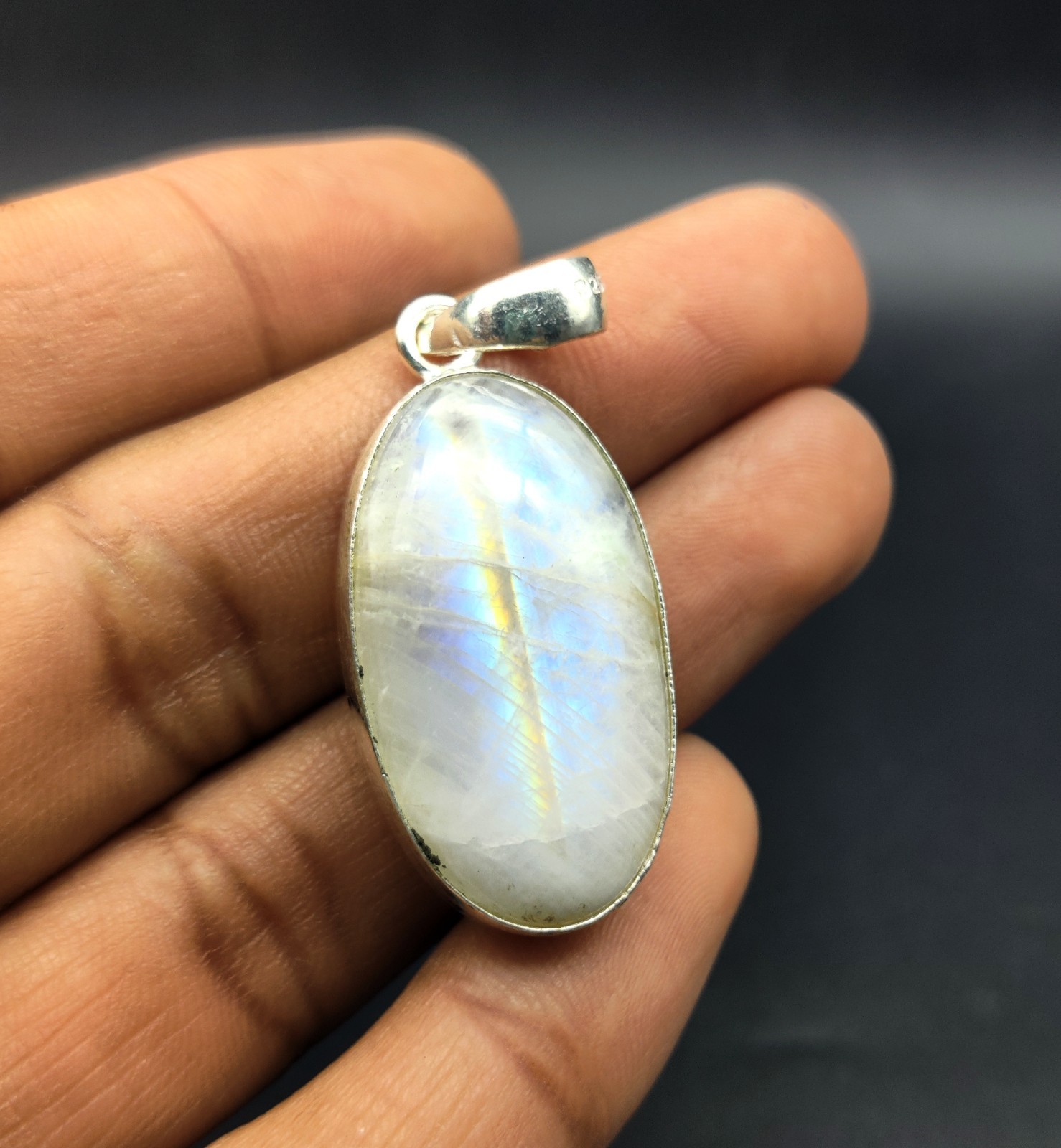 Amazing White Rainbow Pendant 925 Sterling Silver pendant Handmade Jewellery