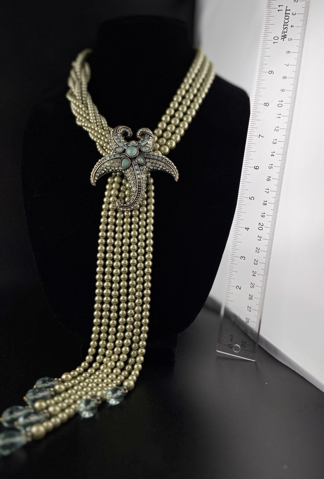 Heidi Daus SIGNED, RARE & UNWORN Starfish Beaded Necklace w/ 10” Tassle
