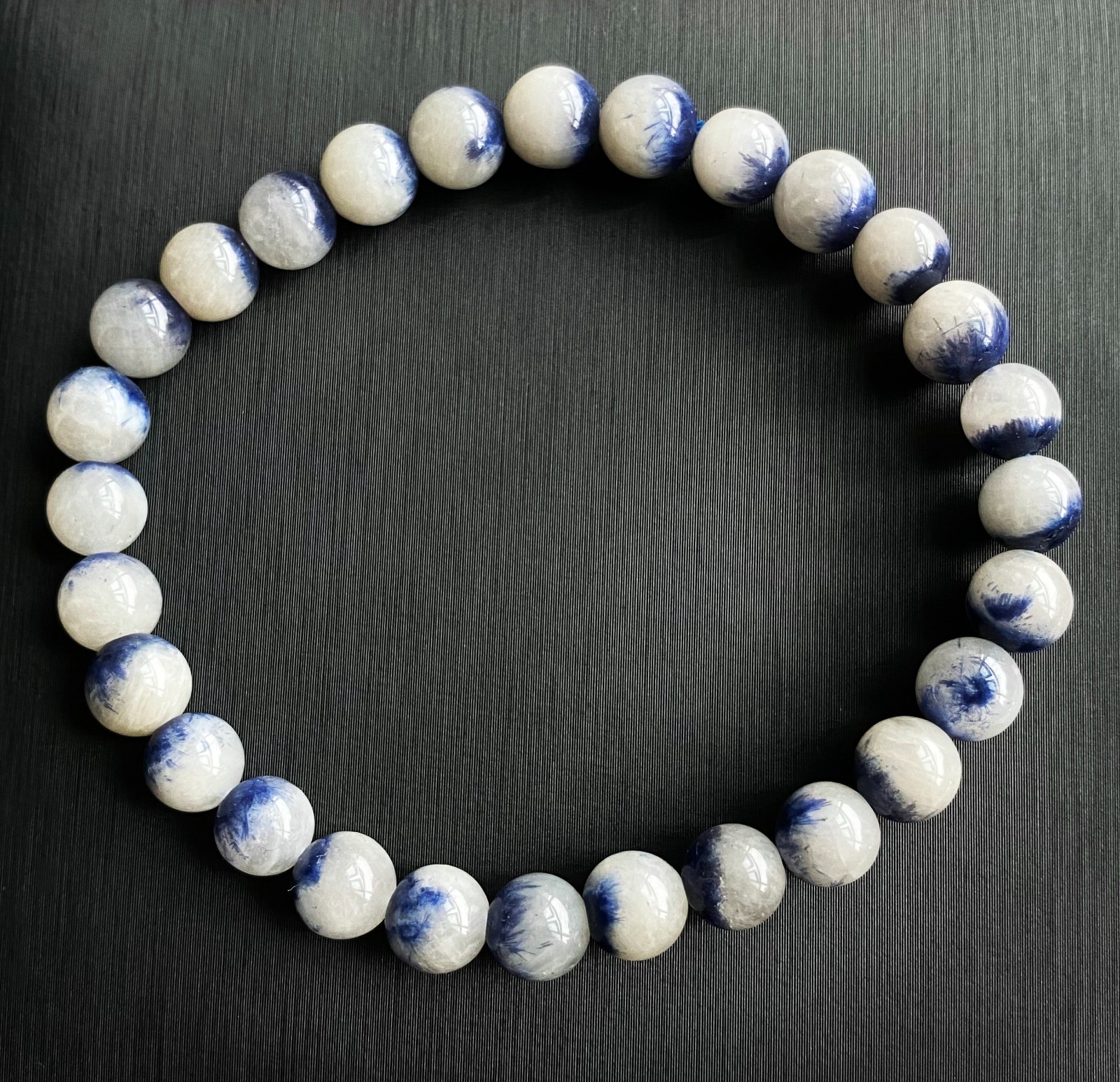 6.8mm Natural Blue Dumortierite Quartz Crystal Beads Bracelet 1153