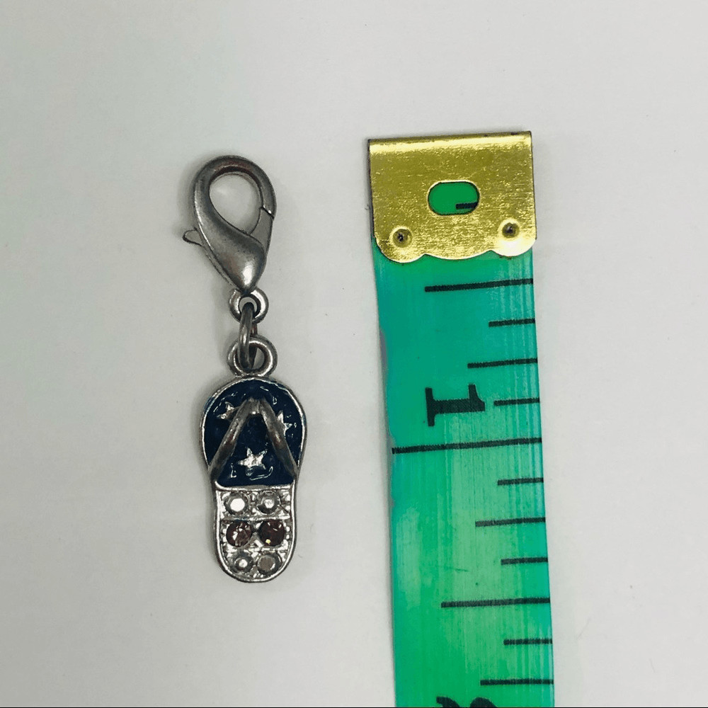 flip flop charm blue pink and clear stones lobster hook dangle charm summer beac