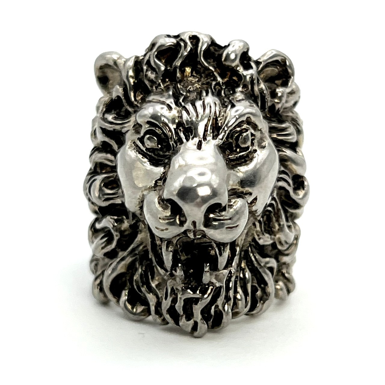 Gucci Lion Head Motif Ring Silver Tone Authentic Japan Size US 8