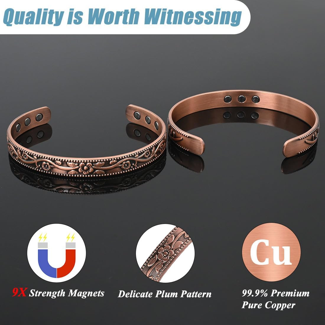 Copper Magnetic Bracelet for Women Ultra Strength Magnetic Bracelets 99.9% Pure