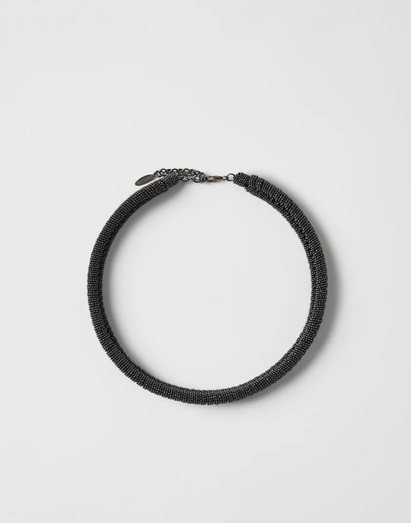 BRUNELLO CUCINELLI WOMEN’S BLACK BEADED CHOKER NECKLACE MSRP $1900