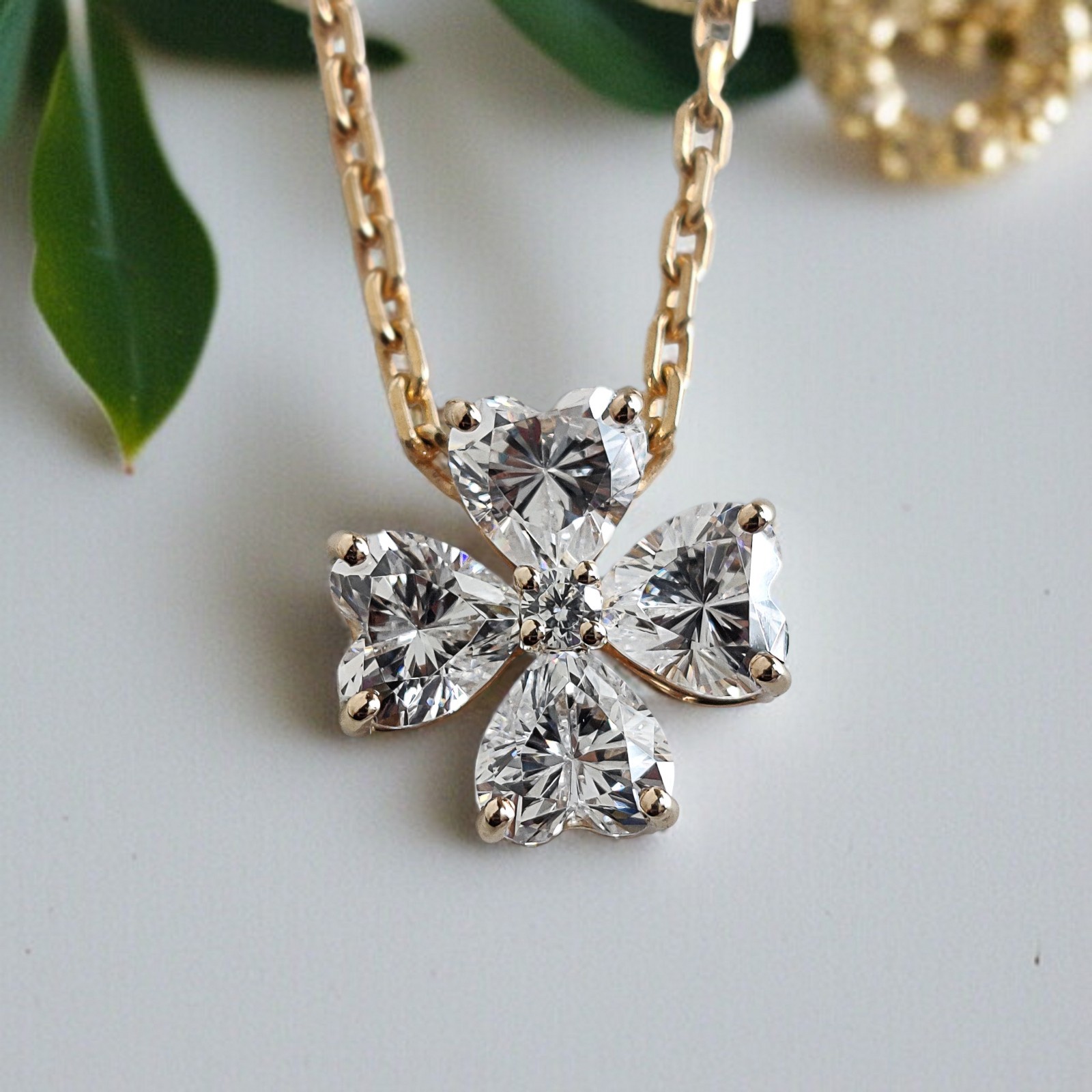 Heart Cut CZ Diamond Simulant Pendant Yellow Silver handmade jewelry Necklace