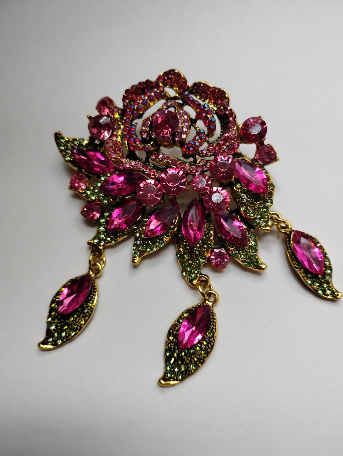 Large Pink Rose Brooch | Exquisite Floral Jewelry | High End Nature Pin