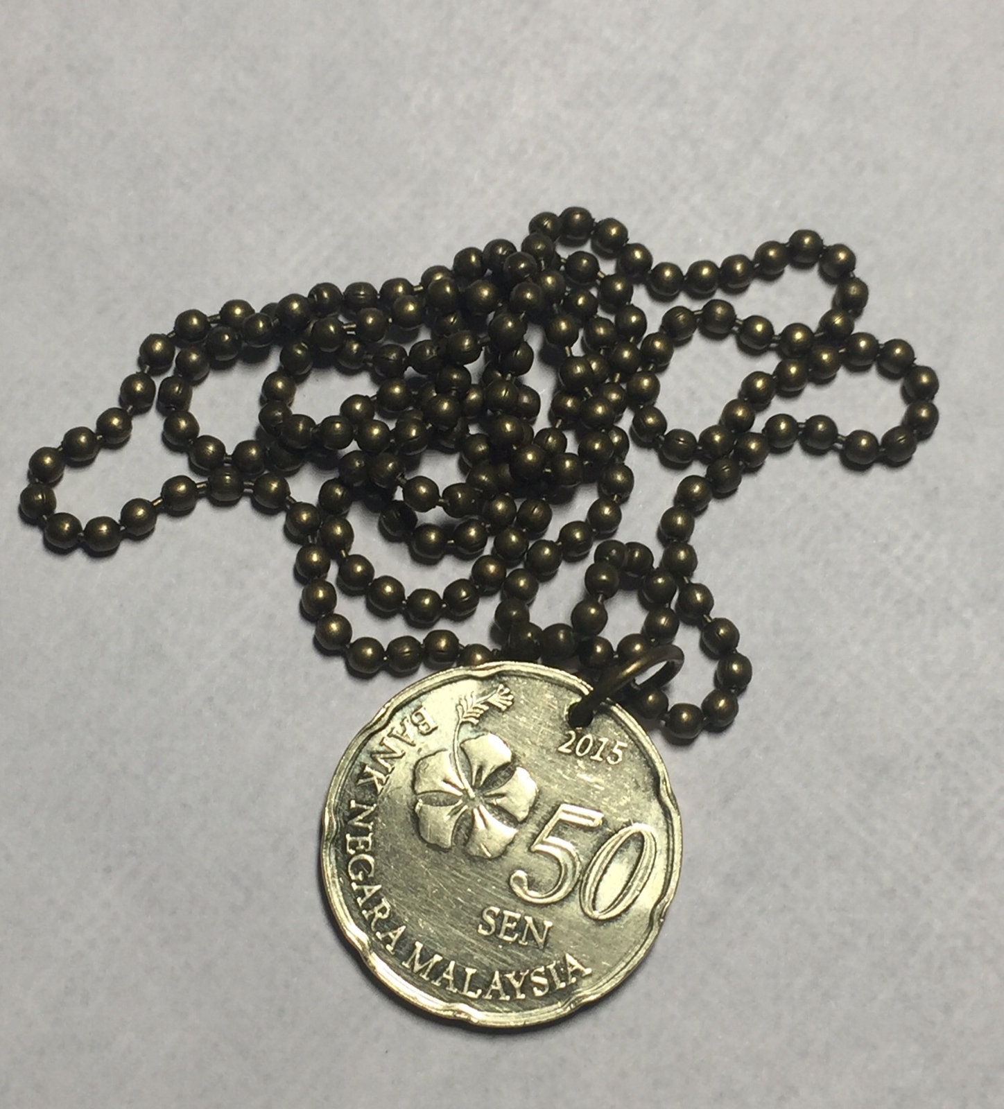 Malaysia 50 Sen Coin Pendant Necklace