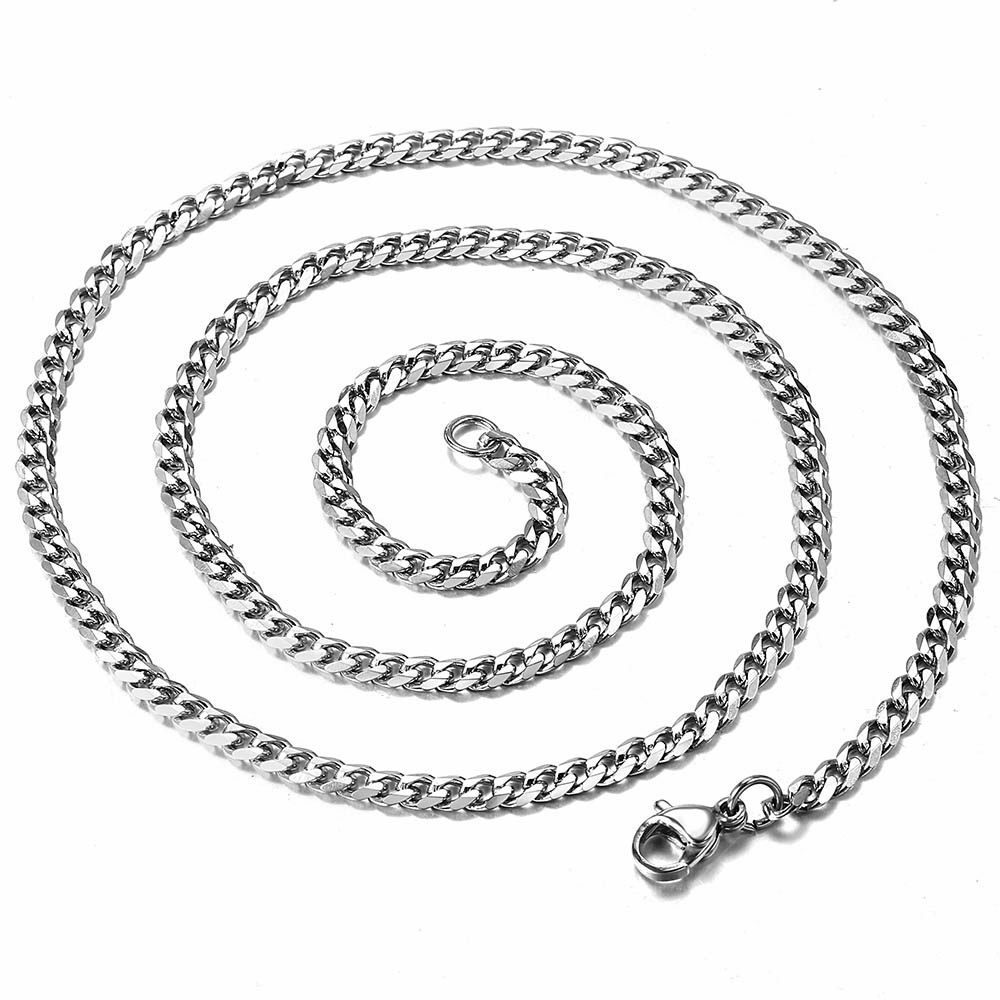 2Pcs Stainless Steel Curb Chains Gold Plated Africa Map Pendant Necklaces 20+22″