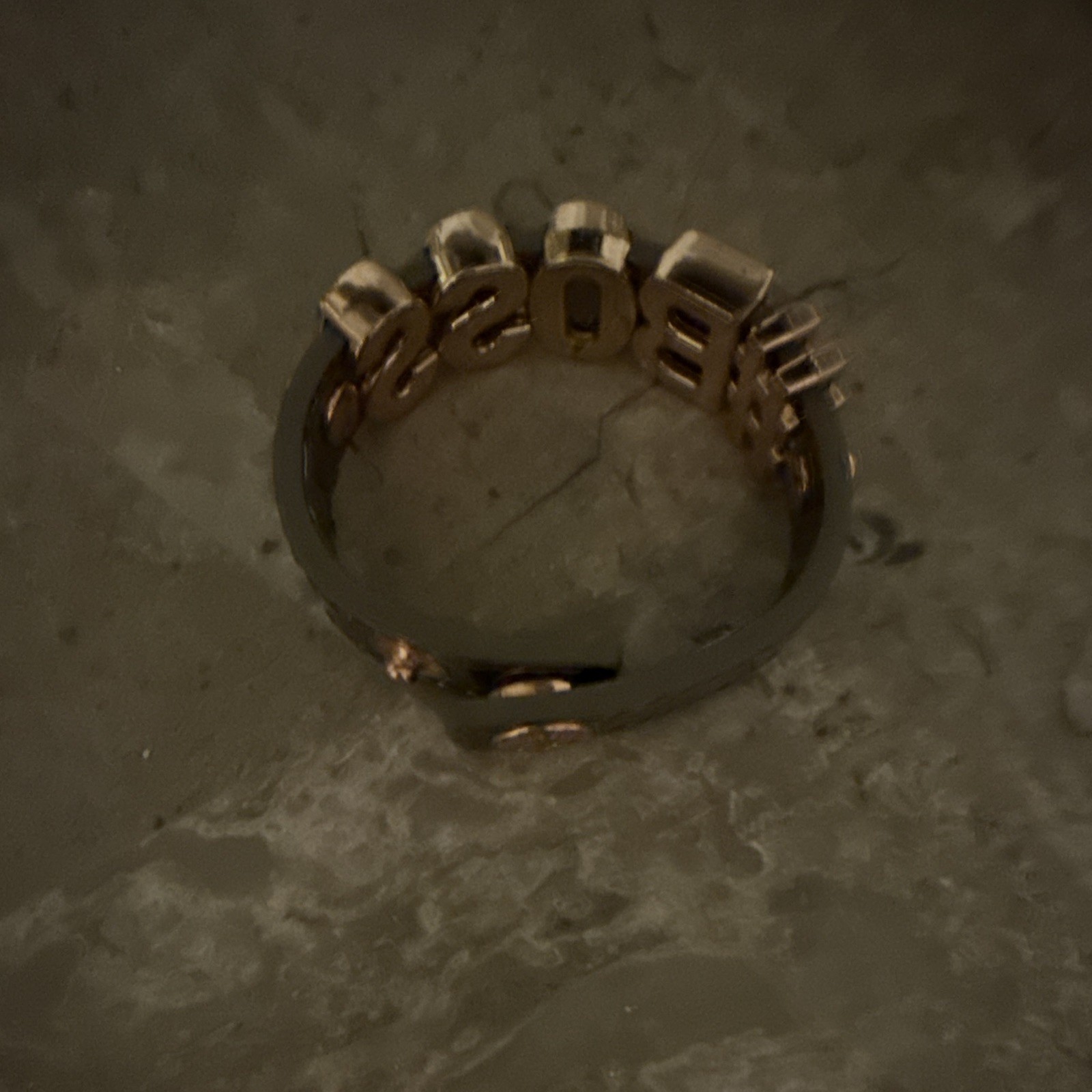 Gold Tone Metal Band Ring Adjustable #BOSS Letter Word Theme