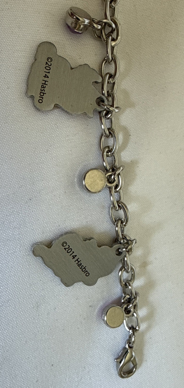 2014 My Little Pony MLP Charm Silver Tone Bracelet Sz 6.25 In Multicolor Stones