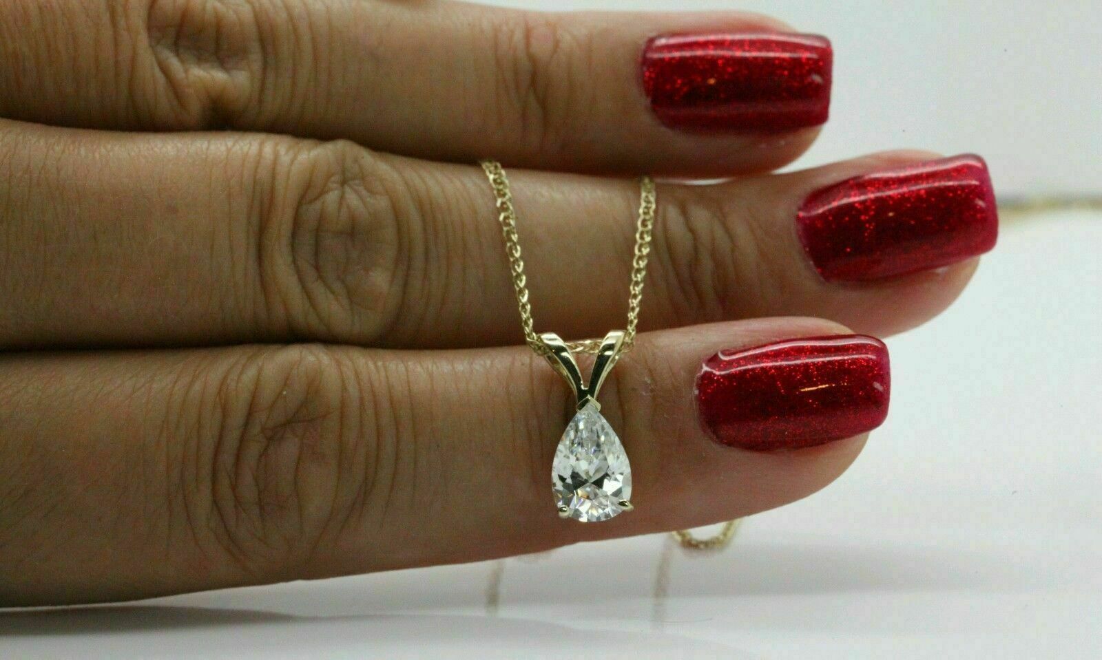 1.25Ct Simulated Diamond Pendant Necklace 14K Yellow Gold Plated Silver