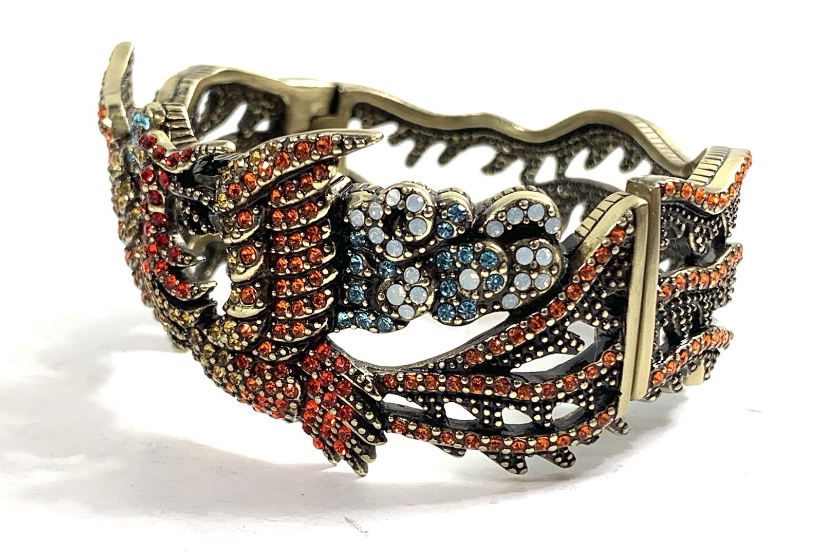 Off Park Collection Multicolor Crystal Gold Tone Phoenix Hinged Bangle Bracelet