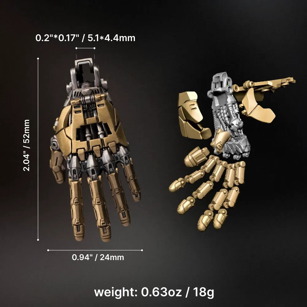 Mechanical Hand Pendant. Movable Metal Fingers. Gifts for Boyfriend