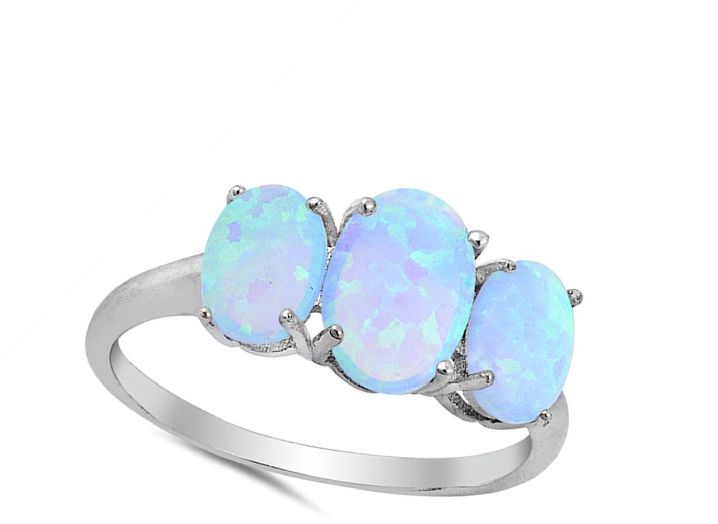 Blue Lab Opal Triple Oval Wide Fire Ring New 925 Sterling Silver Band Sizes 5-10